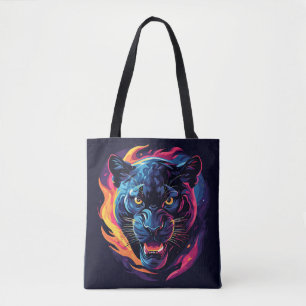 Tote Bag Néon Panthère Fureur Jungle Électrique Lumière Rue