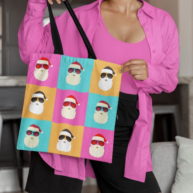 Tote Bag Neon Père Noël avec lunettes de soleil Motif Cool  (Créateur téléchargé)