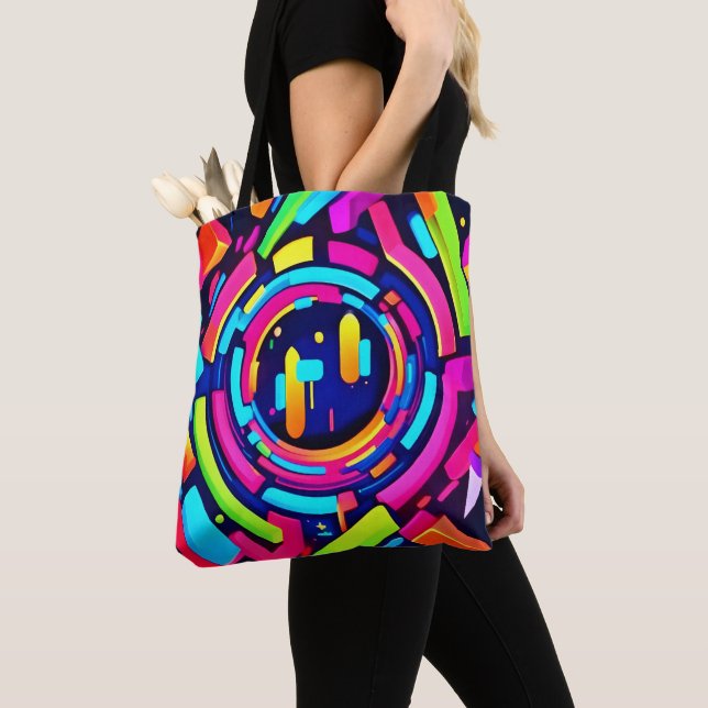 Tote Bag Neon Pulse: Une Symphonie Numérique (De près)