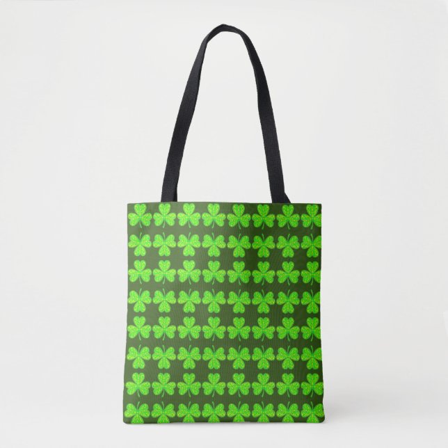 Tote Bag Neon Shamrock en miroir Motif Fourre-tout (Devant)