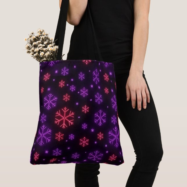 Tote Bag Neon Snowflakes (De près)