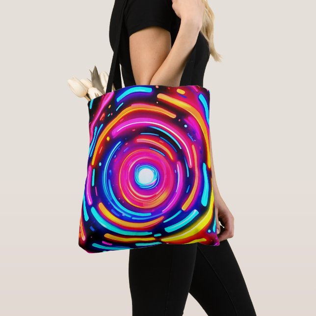 Tote Bag Neon Spiral Light Art (De près)