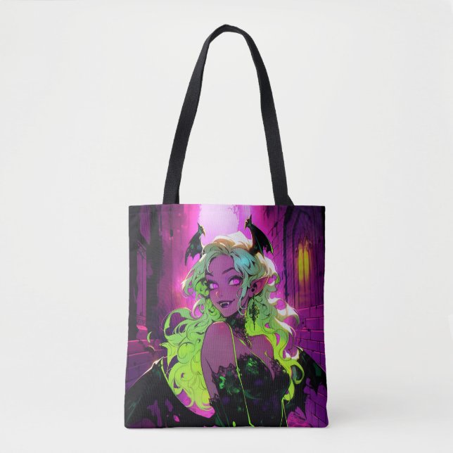 Tote Bag Neon Succubus Demon Anime Girl (Devant)
