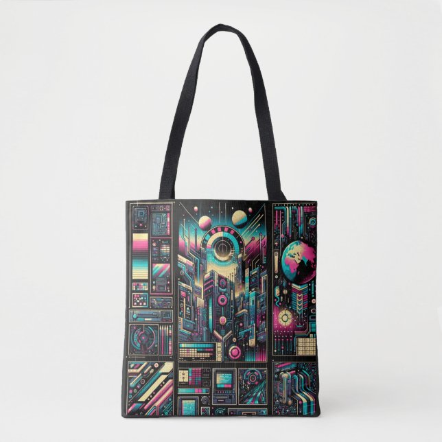 Tote Bag Neon Tech Odyssey (Devant)