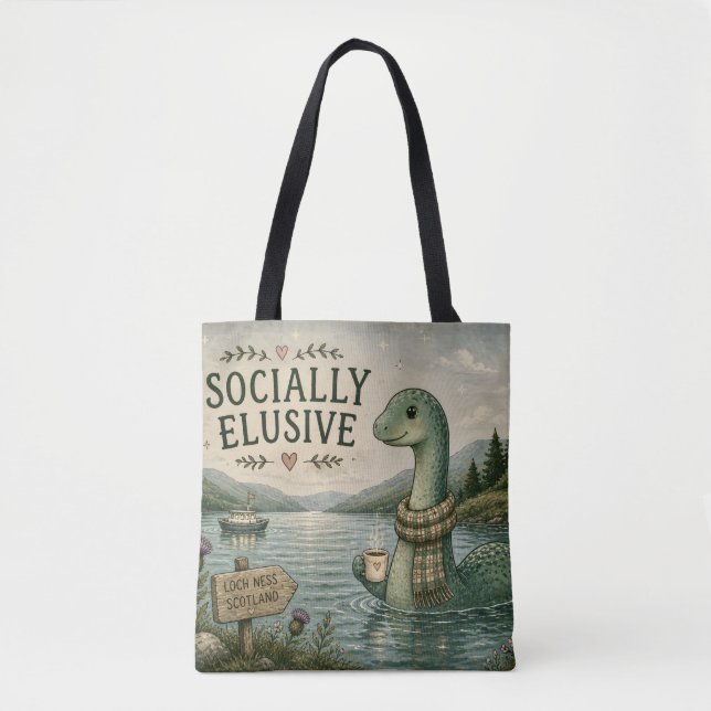 Tote Bag Nessie Cryptide Confortable Élusive Socialement Lo (Devant)