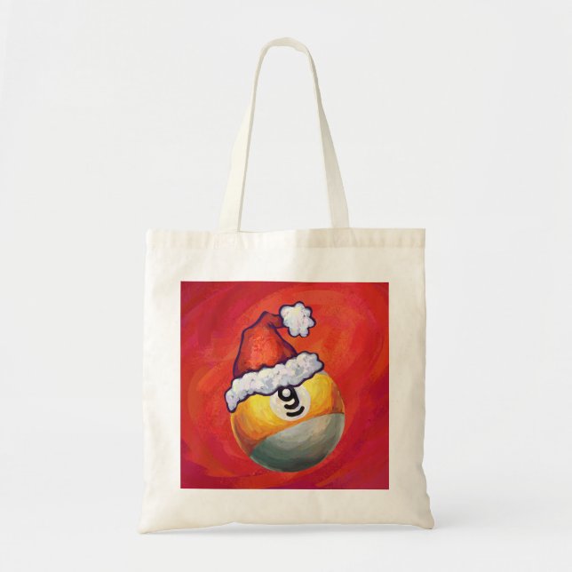 Tote Bag Neuf boule à Santa Hat sur Rouge (Devant)