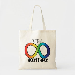 Tote Bag Neurodiversity Autism Acceptance Rainbow Button