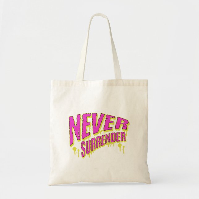 Tote Bag Never Surrender Graffiti Motivation Typographie (Devant)