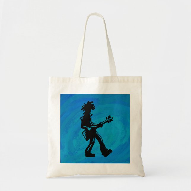 Tote Bag New York Boogie Nights Guitare Bleu (Devant)
