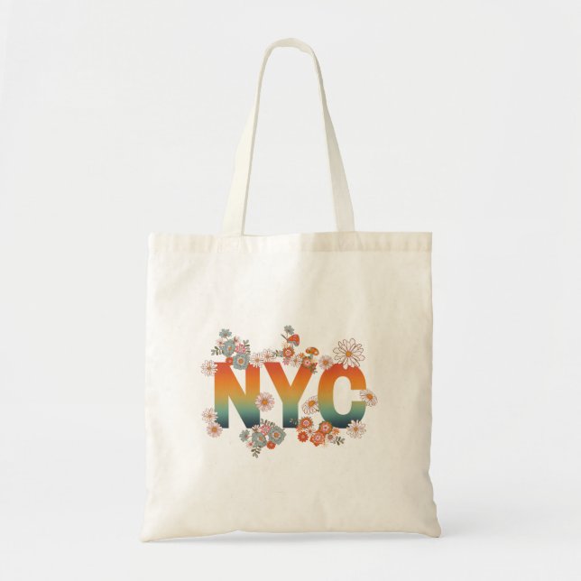 Tote Bag New York Citi Power Flower Retro Design (Devant)