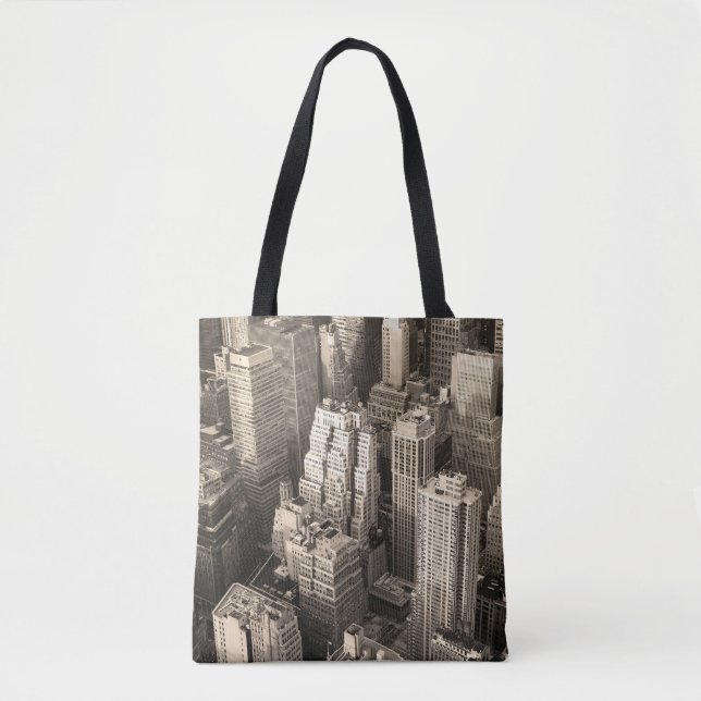 Tote Bag New York City Manhattan vue aérienne noir  (Devant)