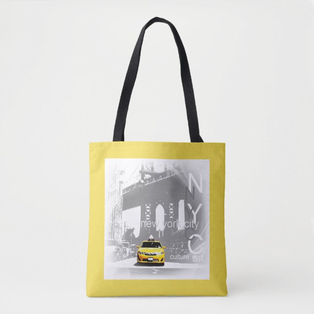 Tote Bag New York City Nyc Brooklyn Taxi jaune élégant (Devant)