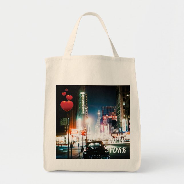 TOTE BAG NEW YORK CITY TIMES SQUARE 1950'S NEON NIGHT PHOTO (Devant)