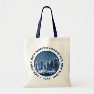 Tote Bag New York City Winter vue panoramique texte personn