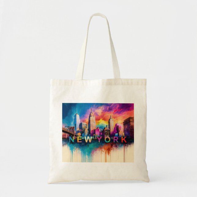 Tote Bag New York Skyline Abstrait Art (Devant)