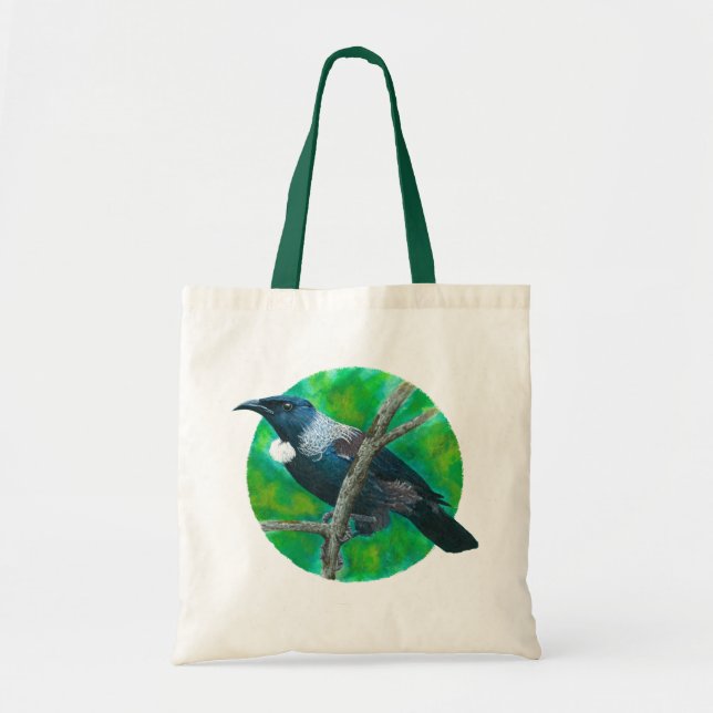 Tote Bag New Zealand Tui - Peinture en acrylique (Devant)
