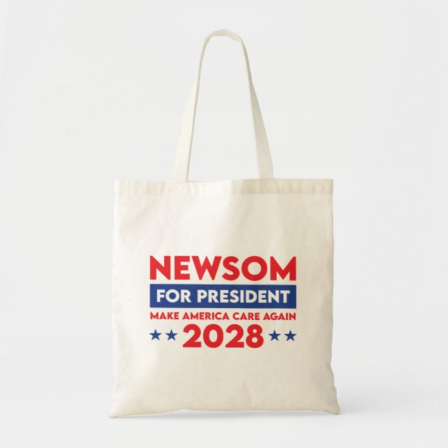 Tote Bag Newsom pour le président Rendre America Care 2028 (Devant)