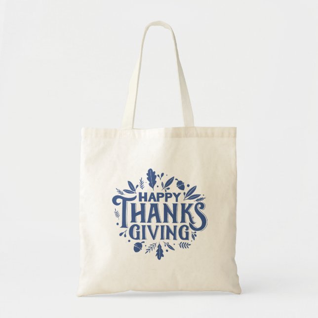 Tote Bag Nice Bon thanksgiving texte avec Automne Feuille (Devant)