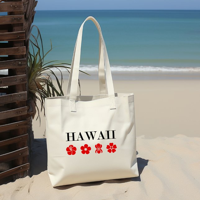 Tote Bag Nice Hawaii Fleur Rouge Icônes Couleur Lumière (Créateur téléchargé)