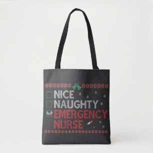 Tote Bag Nice Naughty Urgence Infirmière Funny Ugly Cadeau