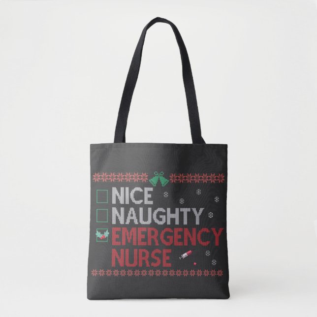 Tote Bag Nice Naughty Urgence Infirmière Funny Ugly Cadeau (Devant)