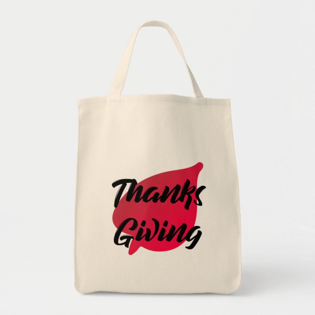 Tote Bag Nice Texte Thanksgiving Typographie sur la feuille (Devant)