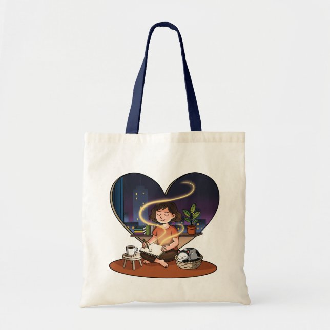 Tote Bag Night Creator Cozy Heart Window Art (Devant)