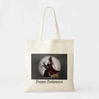 Tote Bag Night Ride :: Sorcière & Son Chat Riding dans la n