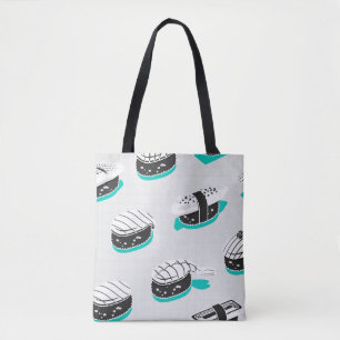 Tote Bag Nigiri sushi, motif vintage néon.