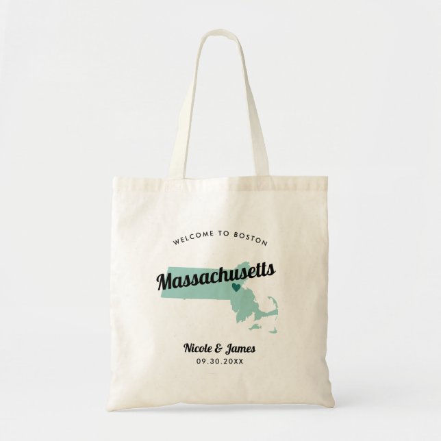 Tote Bag N'Importe Quel Massachusetts Couleur Carte Mariage (Devant)