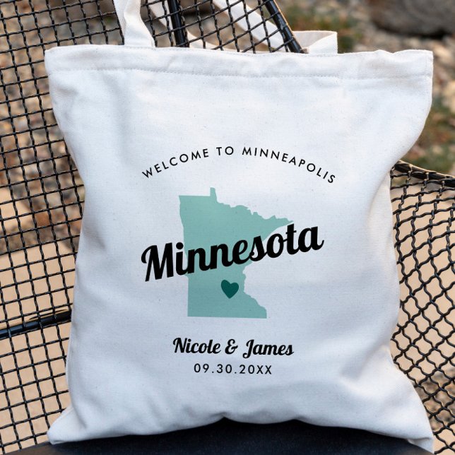 Tote Bag N'Importe Quelle Couleur Minnesota Map Mariage Wel (Créateur téléchargé)