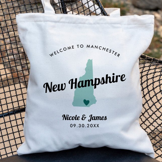 Tote Bag N'Importe Quelle Couleur New Hampshire Map Mariage (Créateur téléchargé)