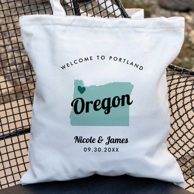 Tote Bag N'Importe Quelle Couleur Oregon Carte Mariage Welc (Créateur téléchargé)