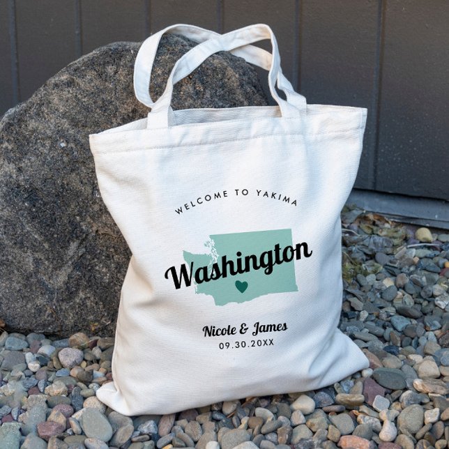 Tote Bag N'importe quelle couleur Washington State Map Mari (Créateur téléchargé)
