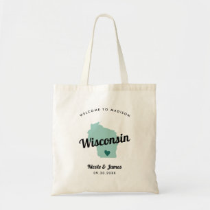 Tote Bag N'Importe Quelle Couleur Wisconsin Carte Mariage W