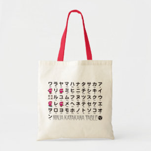 Tote Bag Ninja Girl Japonaise Katakana table