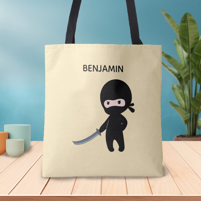 Tote Bag Ninja minuscule en colère Nom personnalisé sur Jau (Créateur téléchargé)