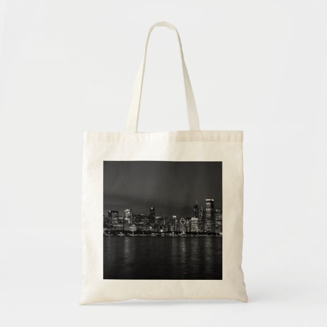 Tote Bag Niveaux de gris de la ville de Chicago (Devant)