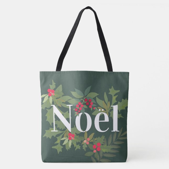Tote Bag Noel à feuillage persistant feuilles et des baies  (Devant)