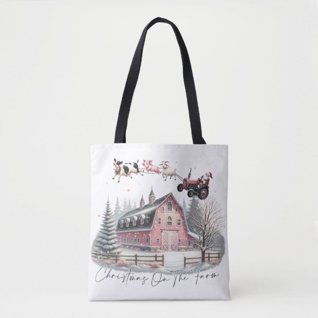 Tote Bag Noël à la ferme, Joyeux Noël (Devant)