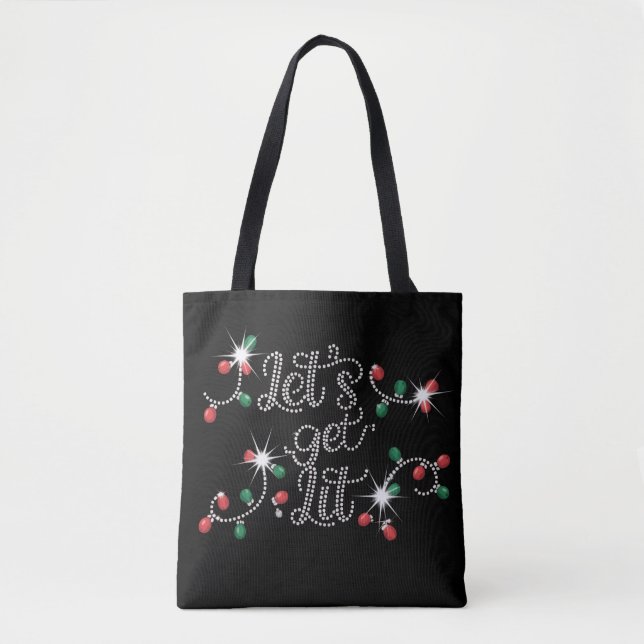 Tote Bag Noël Allumons les Strass Méga Bling  (Devant)