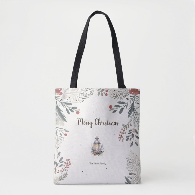 Tote Bag Noël Aquarelle Salutations (Devant)