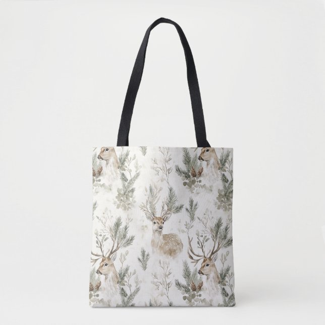 Tote Bag Noël au bois de cerfs (Devant)