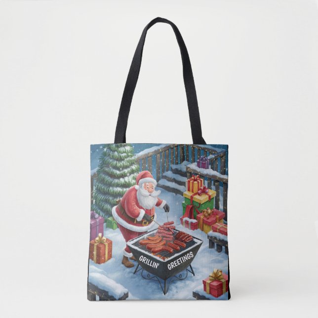 Tote Bag Noël barbecue père Noël (Devant)