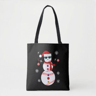 Tote Bag Noël Baseball Snowman Santa Hat Cadeau
