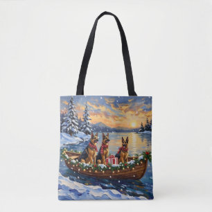 Tote Bag Noël Bateau de Berger Allemand Fêtes