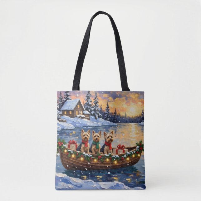 Tote Bag Noël Bateau Yorkipoo Fêtes (Devant)