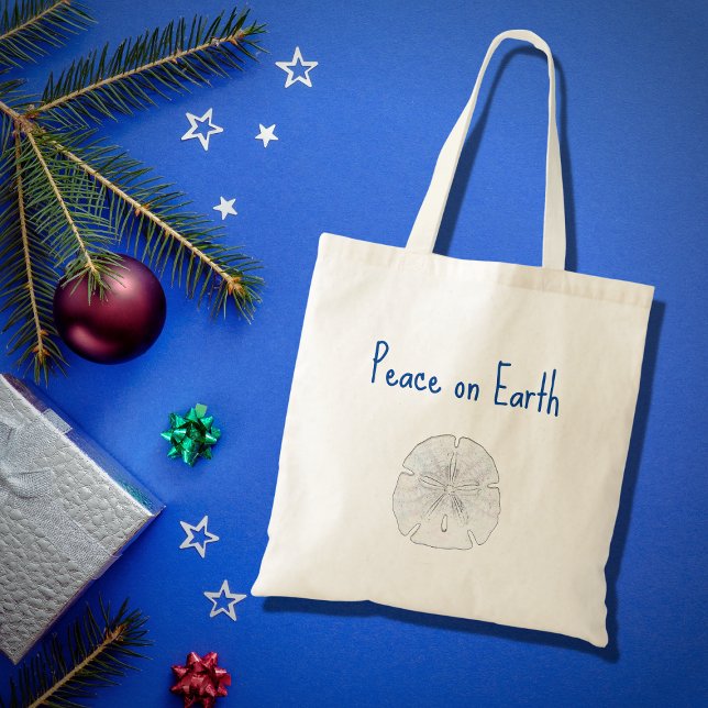 Tote Bag Noël Beach Dollar de sable Paix sur Terre (Créateur téléchargé)