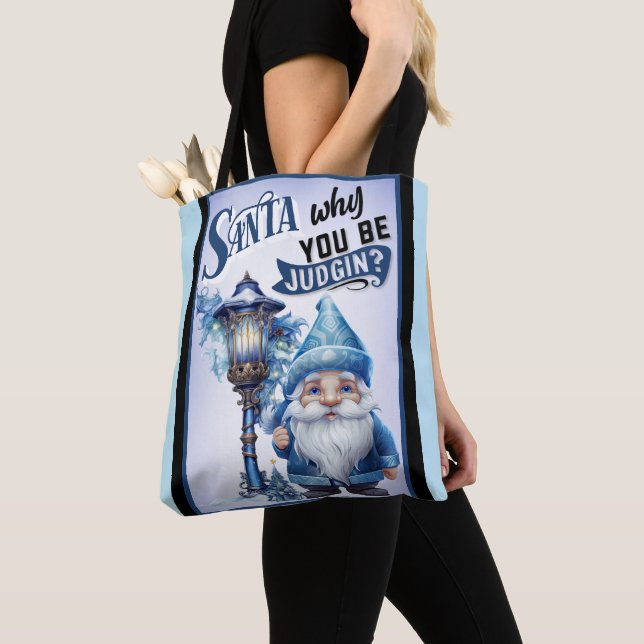 Tote Bag Noël bleu Cutie rétro (De près)