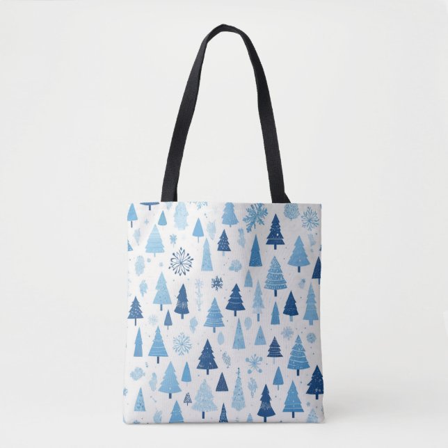 Tote Bag Noël bleu et blanc (Devant)